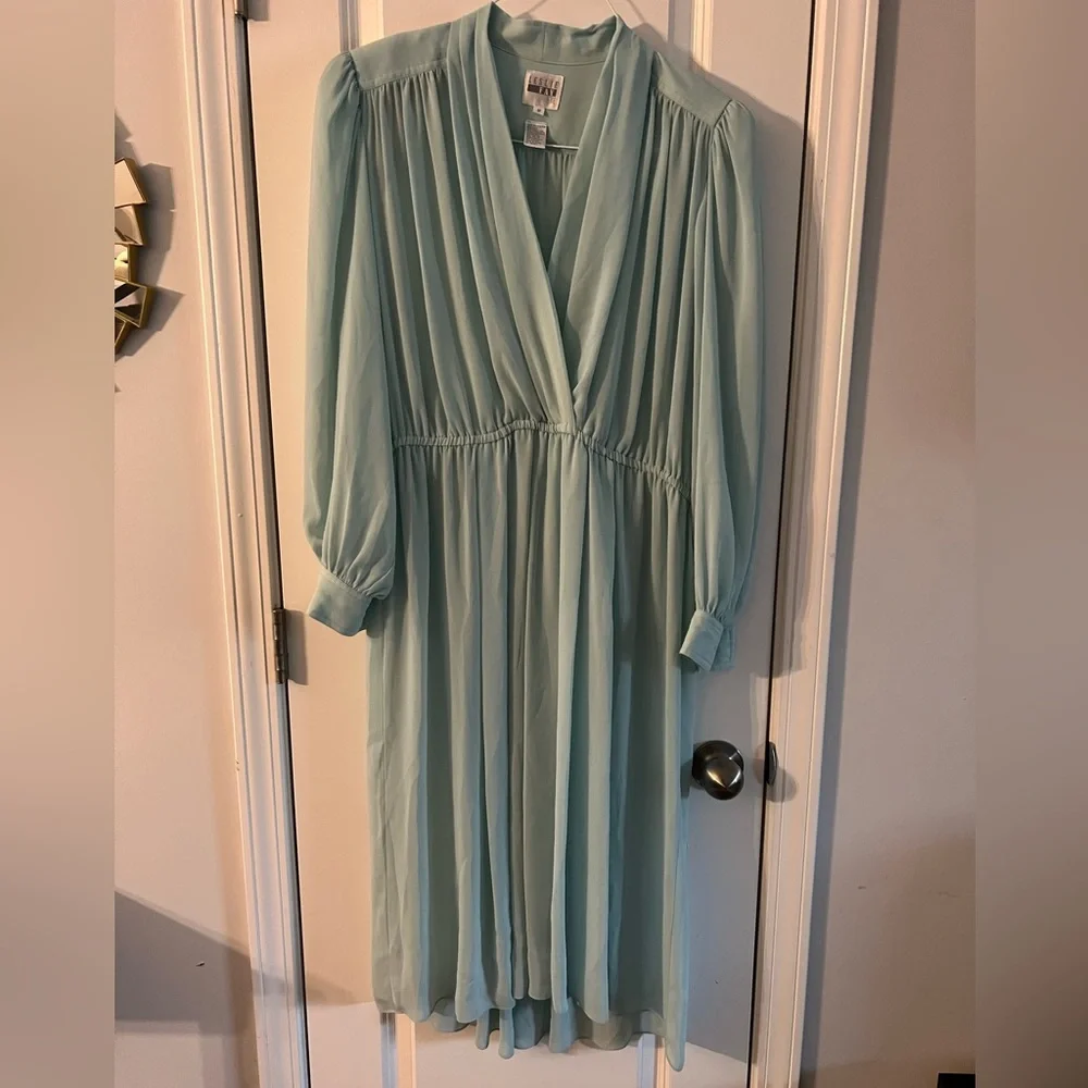 Vintage Leslie Fay Light Blue Long Sleeve Dress - Picture 1 of 7